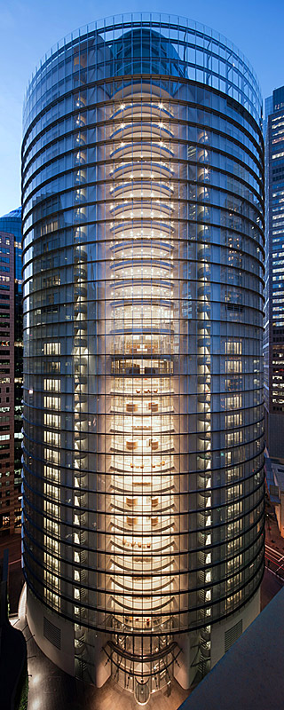 1 Bligh Street, Sydney, Australien - Ansicht der schmalen Gebäudeseite »Rückgrat« - TROPP LIGHTING DESIGN
