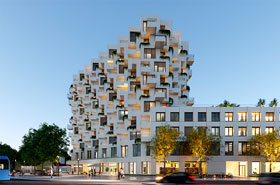 Meiller-Hochhaus Abenddaemmerung – TROPP LIGHTING DESIGN