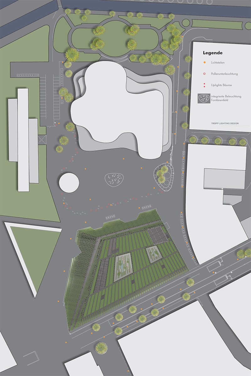 Gustaf-Gründgens-Platz, Düsseldorf – Plangrafik Lichtkonzept - TROPP LIGHTING DESIGN